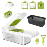 Cheﬁora™ 12-in-1 Vegetable Chopper with Container – Multi-Function Food Prep Tooll