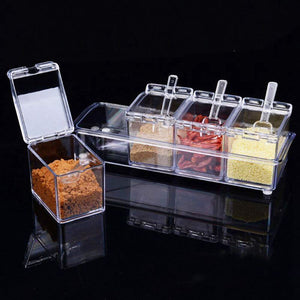 Chefiore™ Transparent Acrylic Kitchen Spice Box – Multi-Compartment Organizer