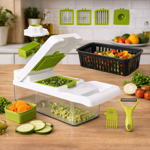 Cheﬁora™ 12-in-1 Vegetable Chopper with Container – Multi-Function Food Prep Tooll